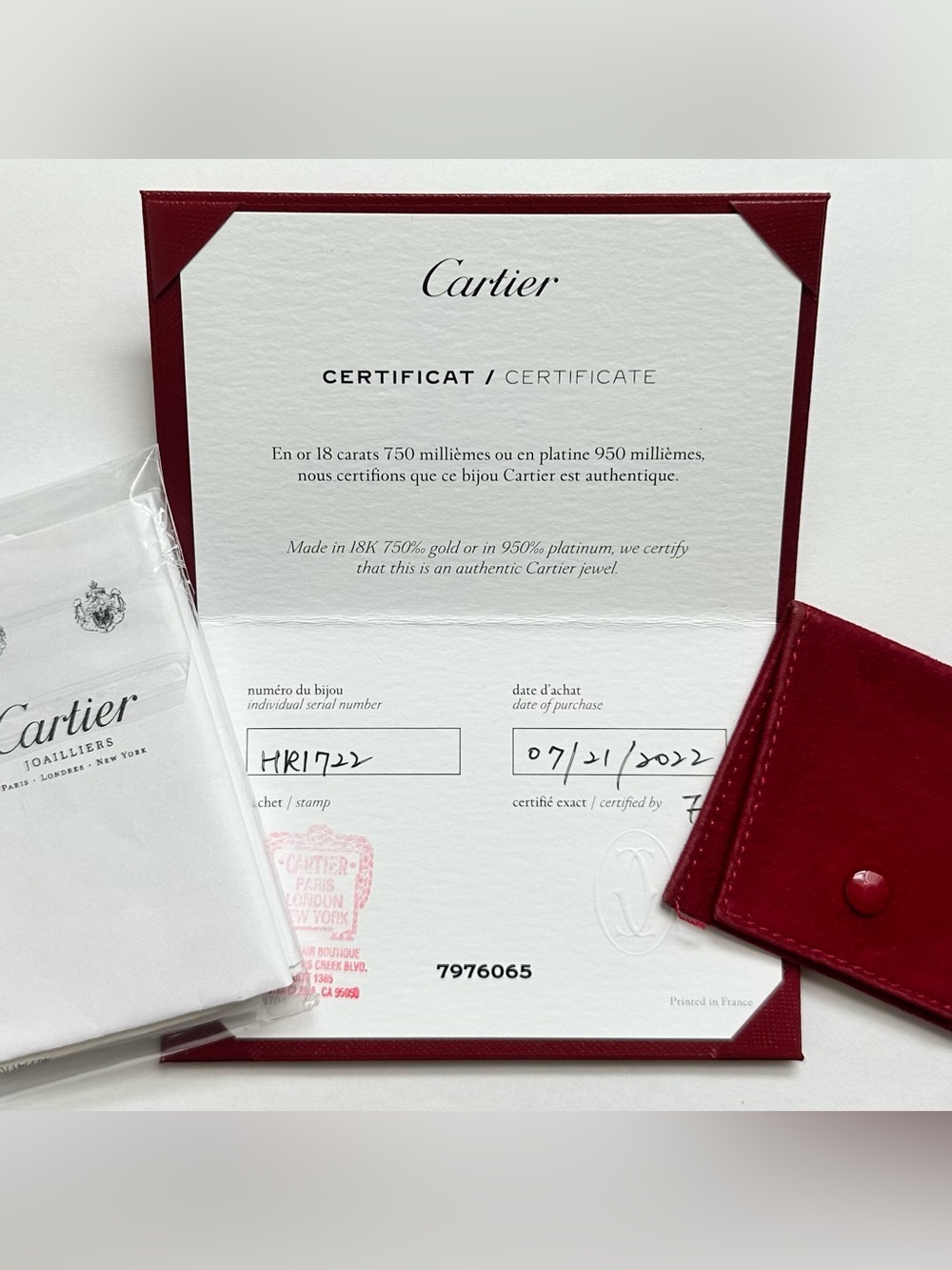 Cartier C De Cartier Wedding Band 3mm 1 Diamond 18K Yellow Gold Size 52 / US 6 - Picture 3 of 7